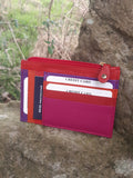 PAMELA - Genuine Leather RFID Card Wallet Plain or Multi Colour 014