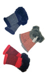 Striped Fur Cuff Mitts - G25