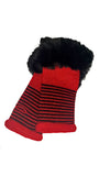 Striped Fur Cuff Mitts - G25