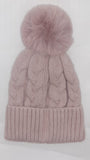 CLASSIC CABLE KNIT TURN UP ANGORA POM HAT AW23-RMD-92