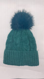 CLASSIC CABLE KNIT TURN UP ANGORA POM HAT AW23-RMD-92