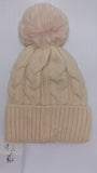 CLASSIC CABLE KNIT TURN UP ANGORA POM HAT AW23-RMD-92