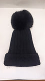 ACRYLIC PLAIN RIBBED WITH  CABLE TURN UP POM POM HAT AW23-RMD-54