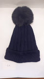 ACRYLIC PLAIN RIBBED WITH  CABLE TURN UP POM POM HAT AW23-RMD-54