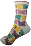 VERA TUCCI LUXURY TRULY UNIVERSAL SIZE MEN'S WOMEN'S SOCK FUNKY NOVELTY GIFT PATTERNED SOCKS RMD2403-185-04 #4 BUTTERFLIES