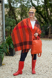 Scarves Shirley Large Square Checked Wrap Scarf - SC1998 (B) - Vera Tucci OriginalsAccessories ORANGE