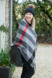 Scarves Shirley Large Square Checked Wrap Scarf - SC1998 (B) - Vera Tucci OriginalsAccessories GREY