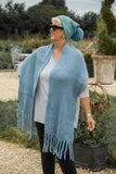 Scarves JILLIAN - RMD202106-19 PLAIN COLOUR THICK WINTER FLUFFY SOFT TASSEL SCARF 6 COLS - Vera Tucci OriginalsAccessories 5 LIGHT BLUE