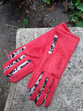 Gloves LEONIE G27 Leopard Finger and Buttons Suede Feel Women's glove - Vera Tucci OriginalsAccessories RED / SMALL